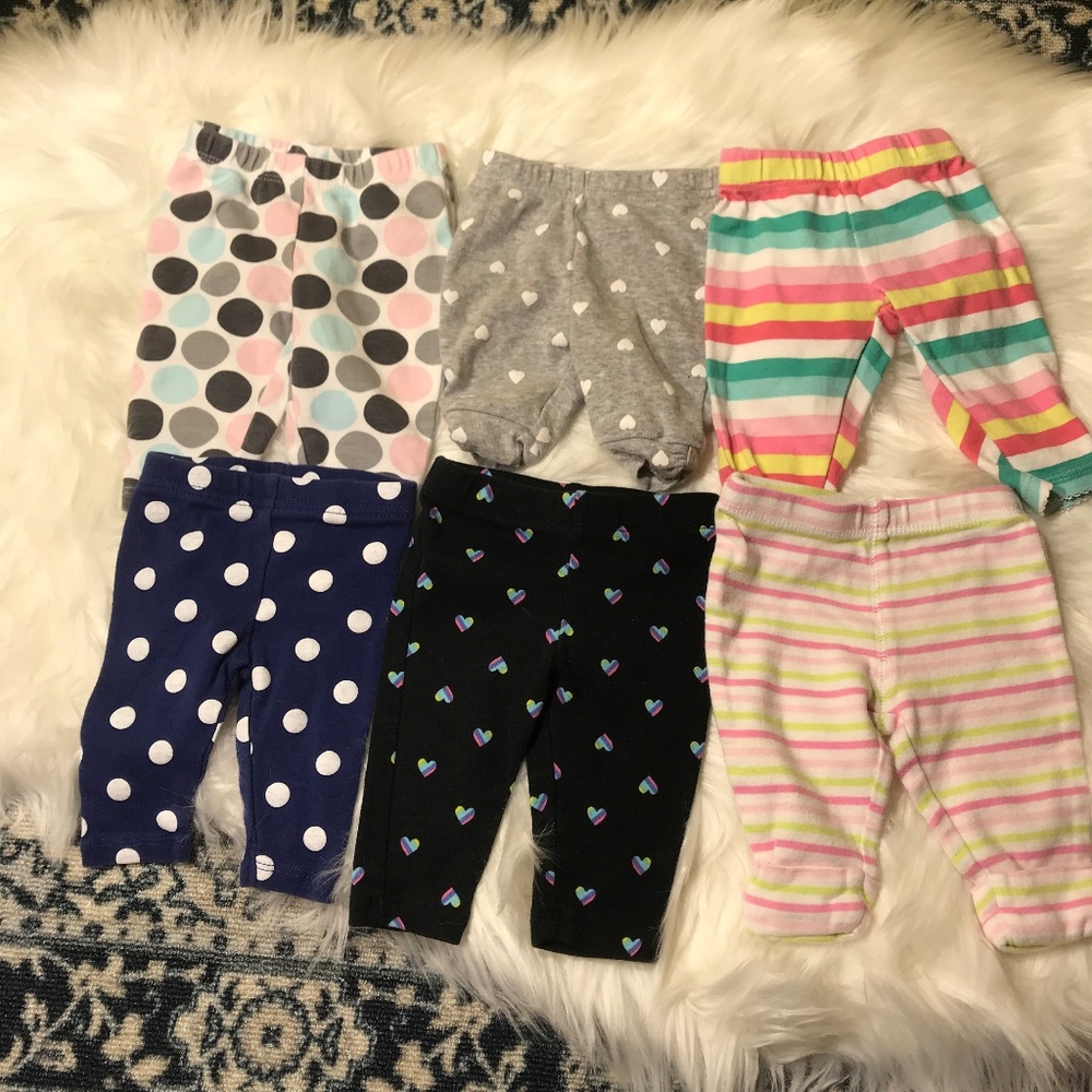 Carter's 6 pack of newborn girl leggings
